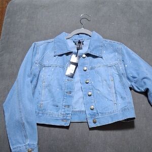 bebe Light Blue Studded Jean Jacket